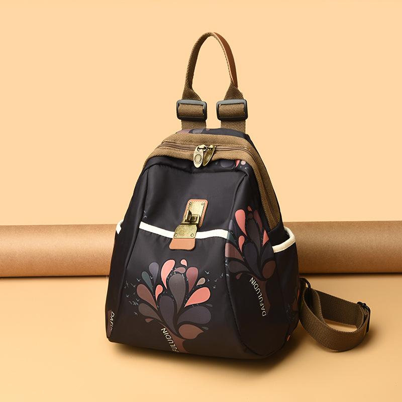 Schoolbag Backpack Bag Women's Shell Shoulder Bag Casual Fashion Large Capacity Oxford Cloth Mom Bag Printed Guochao Travel