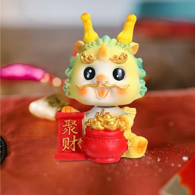 Mini Drachenharzfigur für Chinesisches Jahr, Dekorative Wackelkopf-Heimdekoration