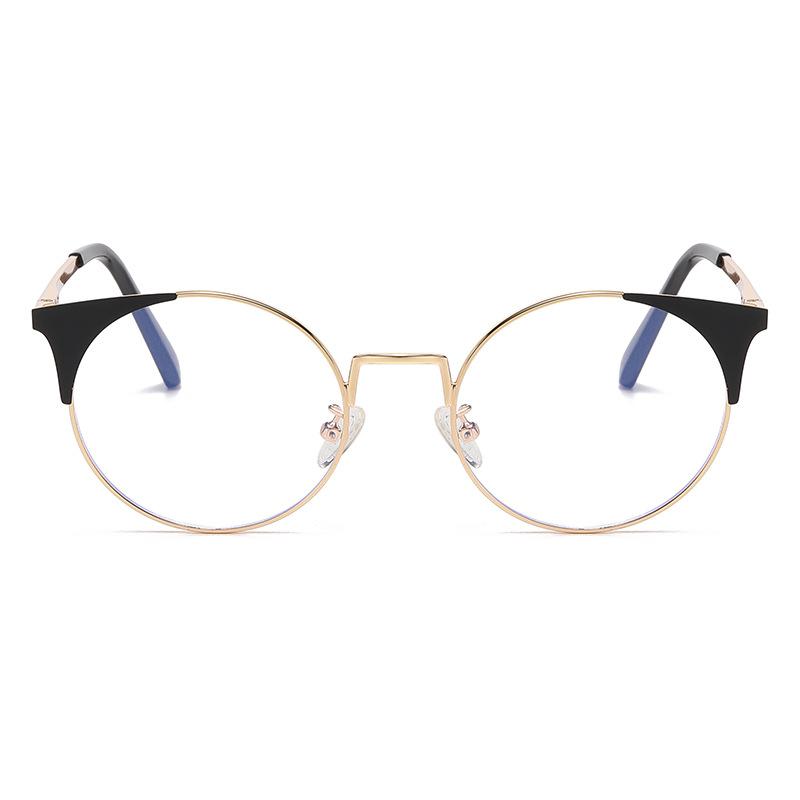 95588 Round Frame Fashionable Anti-Blue Light Unisex Glasses Frame, European And American Metal Spring Foot Flat Glasses