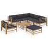 Garden Furniture Set - vidaXL - 8 Pcs - Bamboo - Removable Cushions - Modular - Contemporary