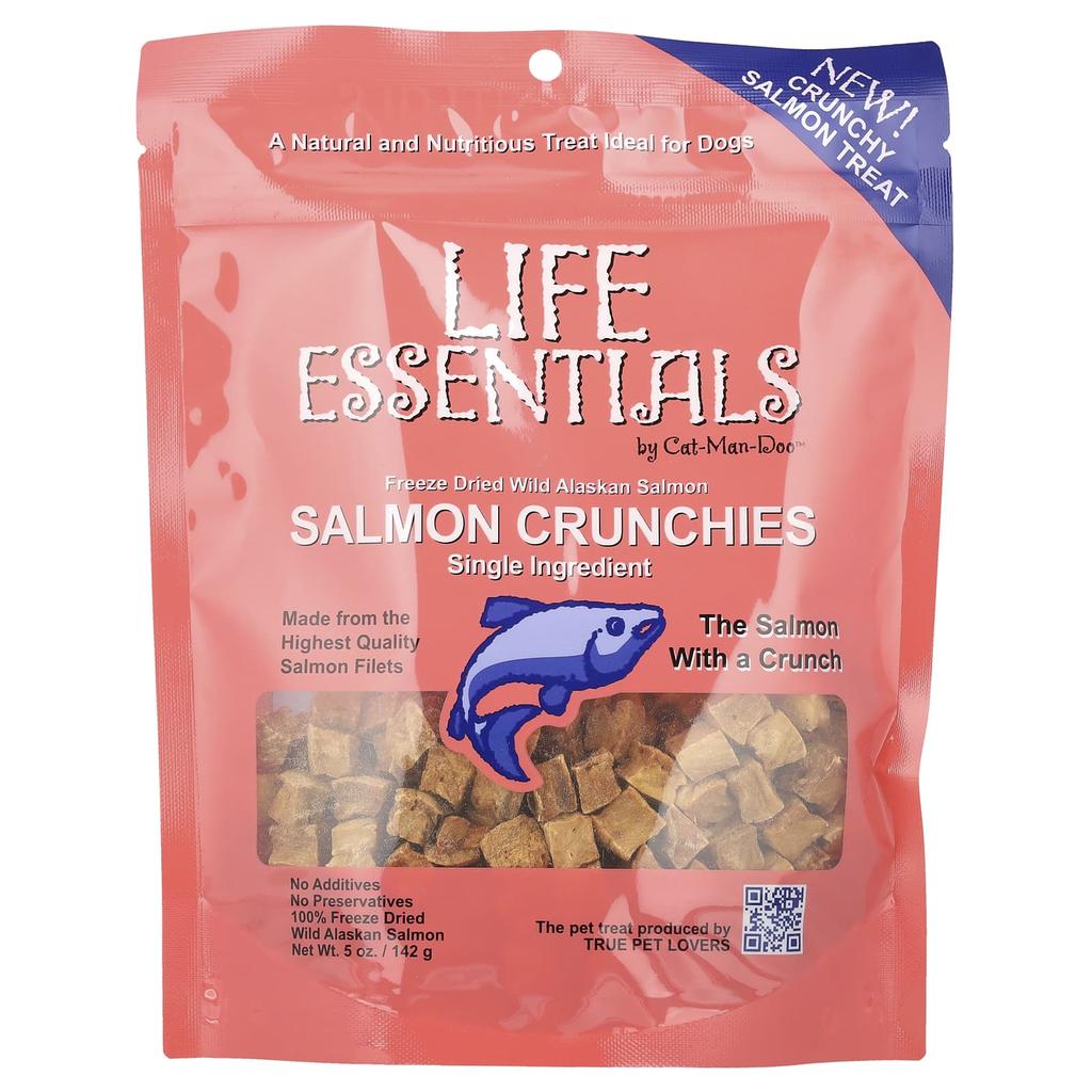 Cat-Man-Doo Life Essentials, Freeze-Dried Wild Alaskan Salmon Crunch, for Dogs, 5 Oz (142 G)