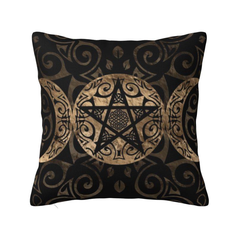 Custom Nordic Pentagram Pentacle Cushion Cover for Sofa Soft Triple Moon Goddess Pagan Wiccan Throw Pillow Case Home Decor
