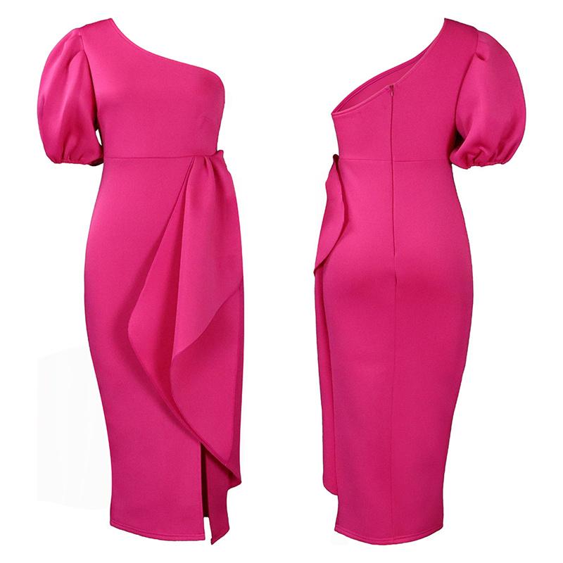 Collar Split Ruffled Dress Sexy Women's Dress Fashion Clothing Diagonal