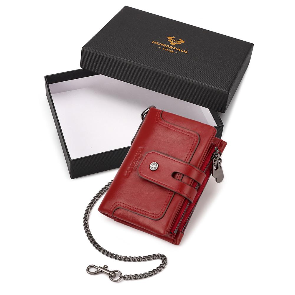 HUMERPAUL Женский кожаный кошелек большой емкости с держателем для карт красный