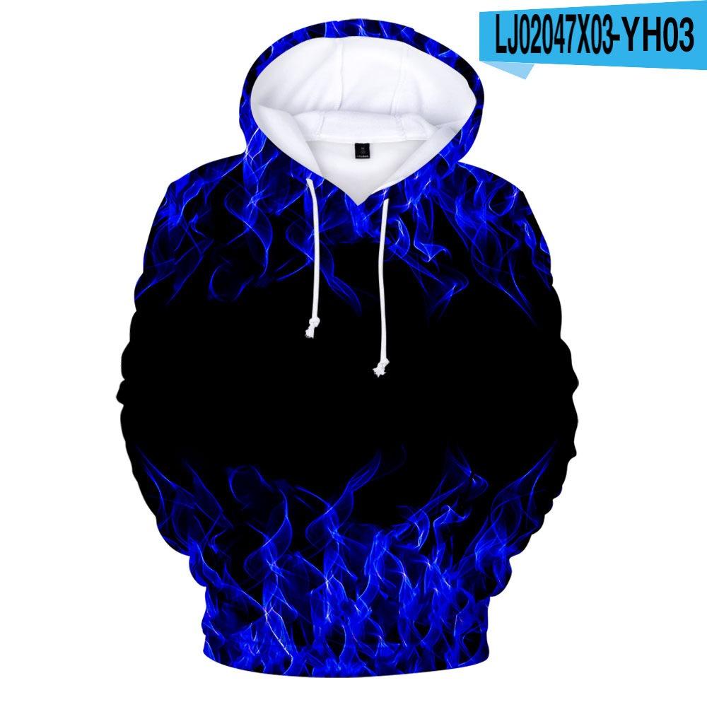 3 bis 14 Jahre Kinder Hoodie Blau und Lila 3D Feuer Flamme Kleidung Jungen Mädchen Hoodies Sweatshirt Harajuku Mantel