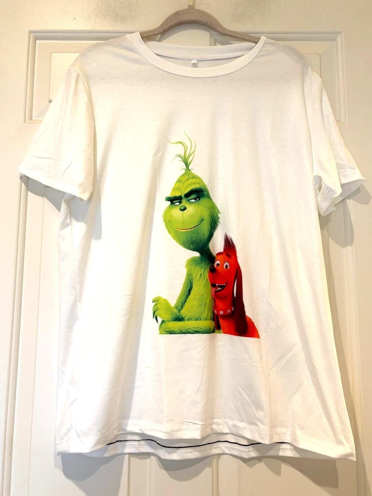 Holiday T-Shirt White with Grinch Christmas M