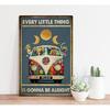 Retro Hippie Decor Wall Art Poster - "Every Little Thing is Gonna Be Alright" Vintage Metal Sign, Perfect for 70s Themed Rooms and Cool Poster