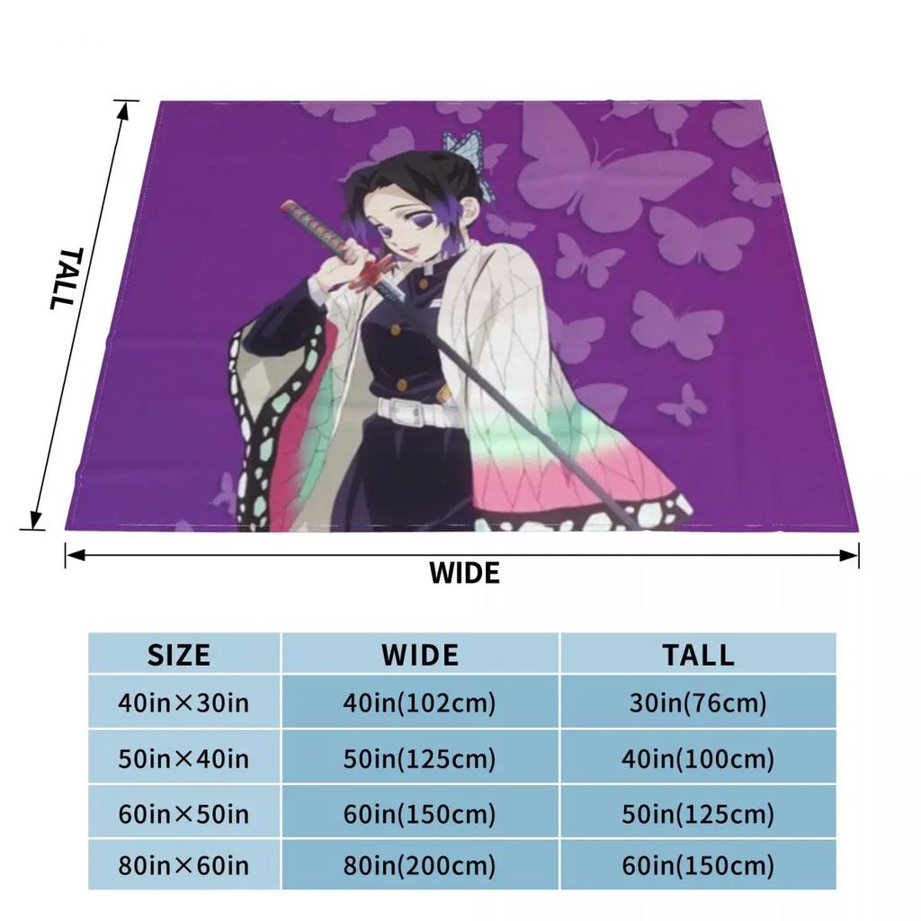 Kochō Shinobu Beautiful Girl Warm Plush Cozy Home Girl Throw Blanket for Beding Comfortable Couch Lightweight Blanket