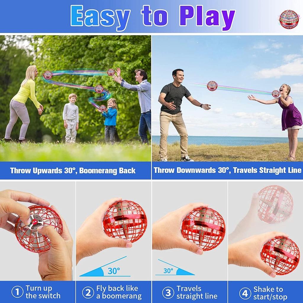2024 Upgraded Flying Orb Ball Toy - Cosmic Boomerang Ball with LED Lights, Hover Ball for Kids & Adults, for Indoor/Outdoor Fun, Cool Holiday Magic