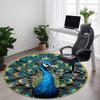 1pc Peacock Feather Art Chair Carpet for Office, Round Non Slip Durable Large Size Office Carpet, Suitable for Office