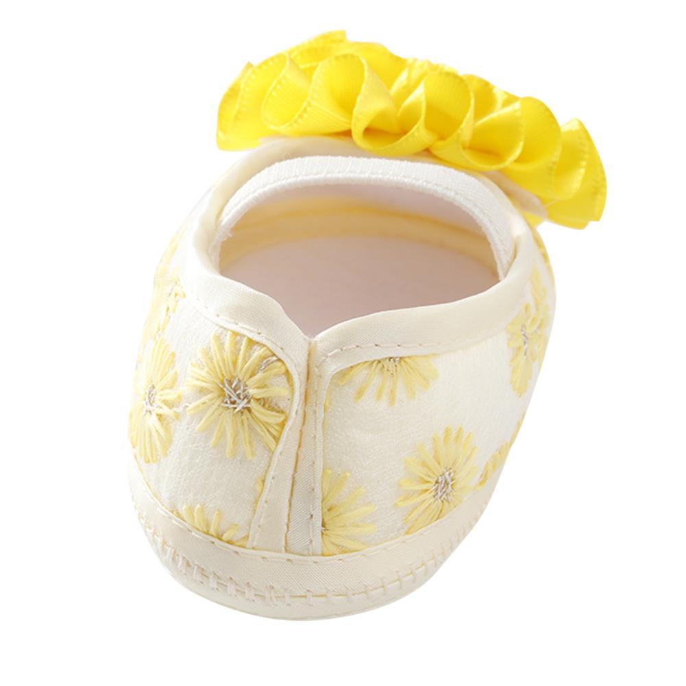 Newborn Baby Shoes Girls Flower Shoes Toddler Prewalker Cute Baby Soft Shoes For 0-12M Children With Hair Band