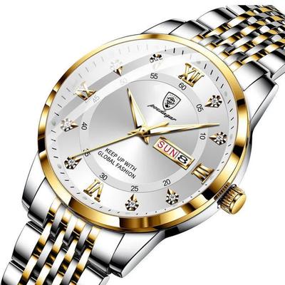Relógio Masculino Novo 2025 À Prova D'água Luminoso Calendário Aço Inoxidável Quartzo Relógio de Pulso Moda Relógio de Diamantes