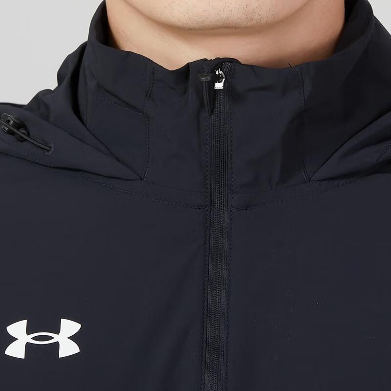 Under Armour Woven Solid Jacket Comfortable Breathable Long Pants Casual Sports Set Men Sets Black 22500408-001+22500706-001
