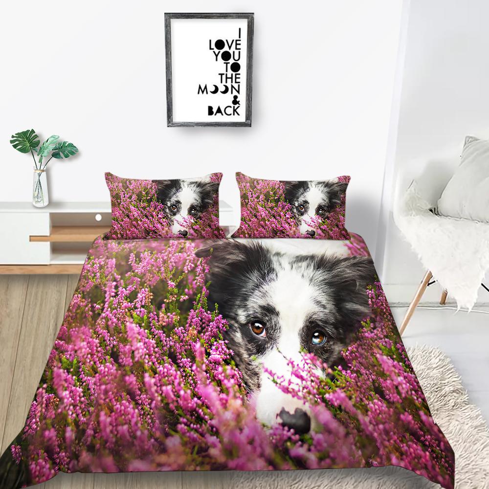 3D Pet Dog Pattern Bedding Set Home Decoration Gift for Boys and Girls Single Bed Double Bed Decoration