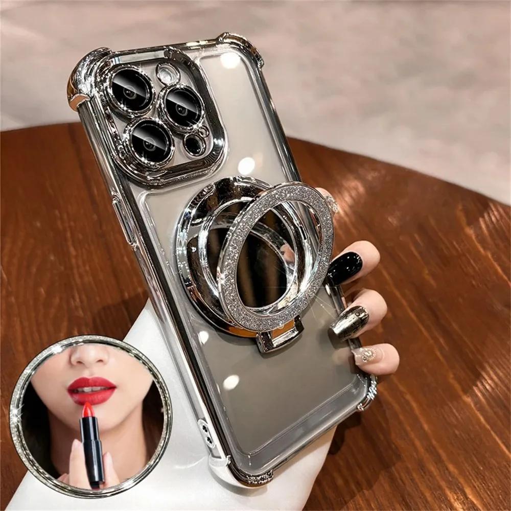 Luxus Glitzer Make-up Spiegel Hülle Für Realme C51 C53 C55 5 5i C35 C20 C15 C11 9 Pro Plus C33 7 C31 Hülle Beschichtung Halter Airbag