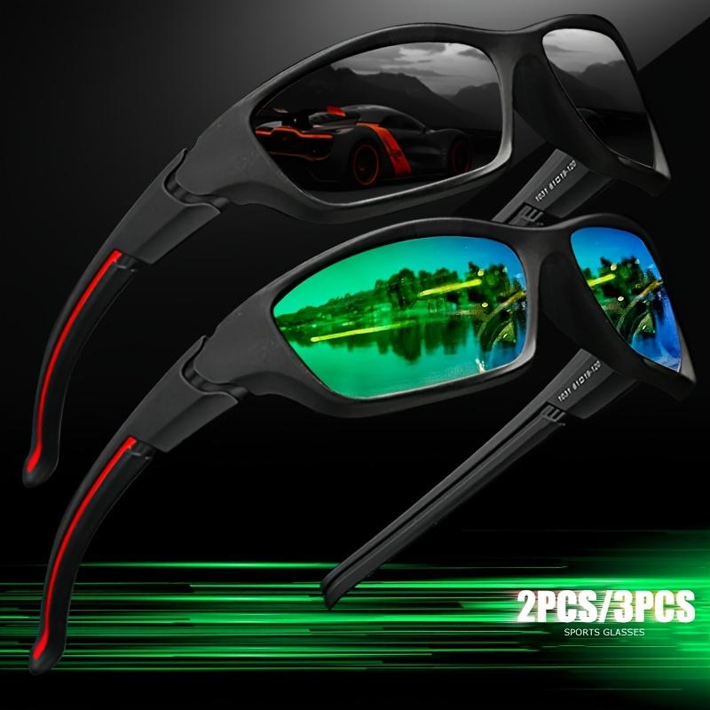 2/3pcs Men'S Sport Outdoor Protective Sunglasses Glasses Set TAC Lenses Anti-Glare Coating for Driving