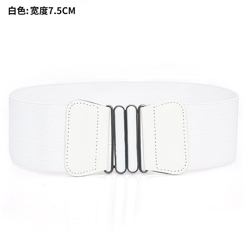 Women Skinny Elastic Belt Ladies Fashion Buckle Stretchy Wide Waist Belt for Dresses Flower Waistband Gift Cloth Accessory