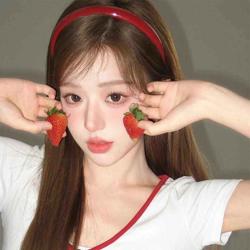 Headband for Women Girls Retro Red Leather Sponge Hairbands Hair Hoop Wash Face Hair Bands Female Hair Accessories New Year Gift