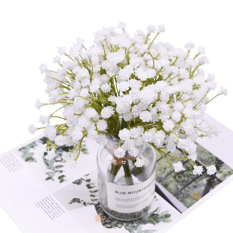 1/2/3pcs White Gypsophila Artificial Flowers Wedding Bouquet Decoration Arrangement Plastic Babies Breath Fake Flower Home Decor