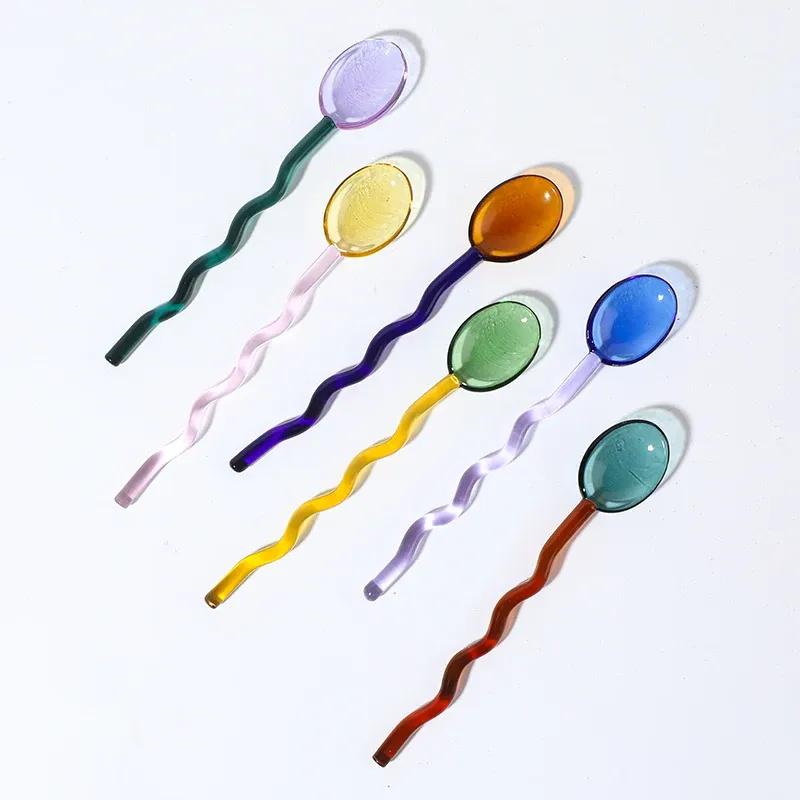 Craft Made Glass Mug Coffee Cup Glass Spoon Borosilicate Glass Cup Office Cups Birthday Gift Coffee Mugs Tea Spoon