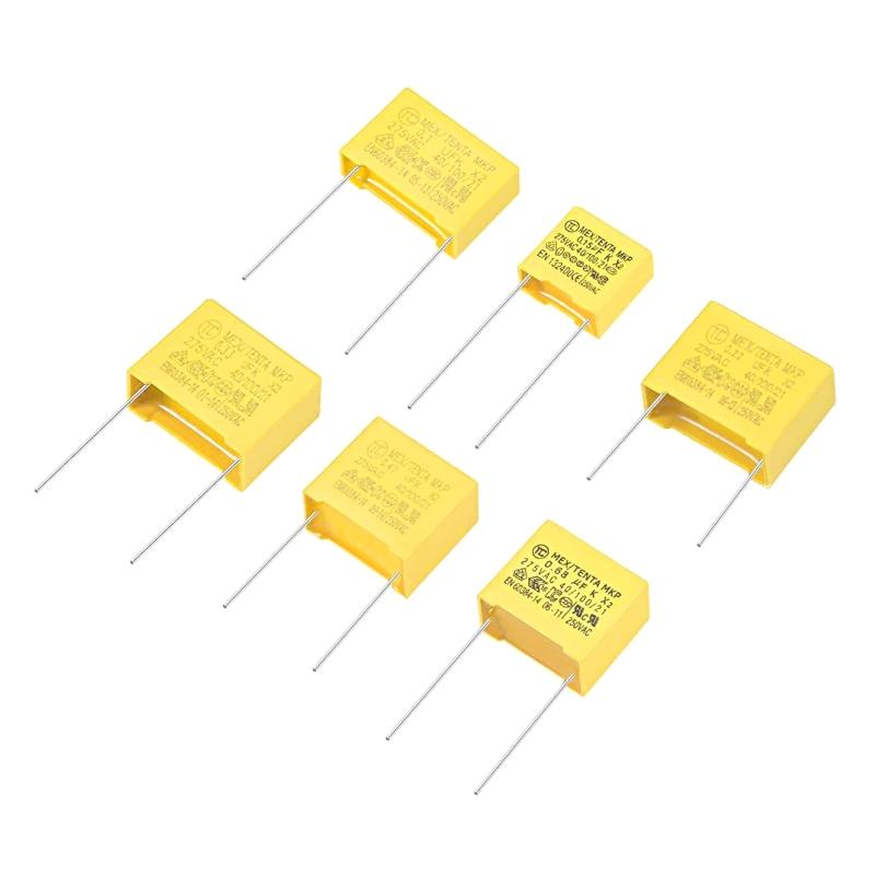 Polypropylene Safety Capacitors Kit 275VAC X2 MKP 0.47UF 0.22UF 0.33UF 0.82 0.68 Anti-electromagnetic Interference 10Pcs