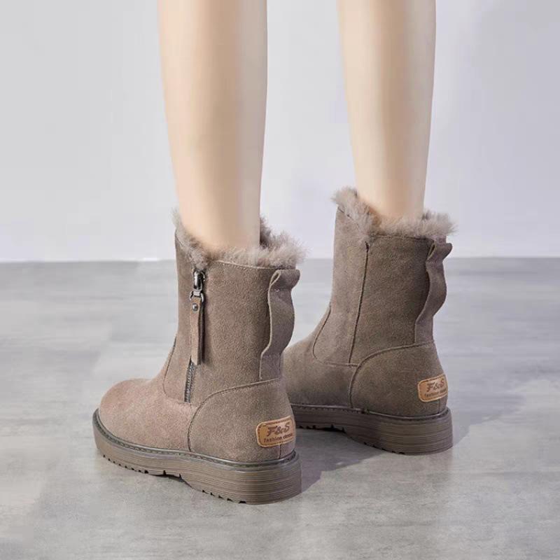 

Suede Fashion Boots Artificial Short Plush Low Heel (less than 3cm) Boots Winter Sleeve Round Head Muffin Bottom 35 хакі