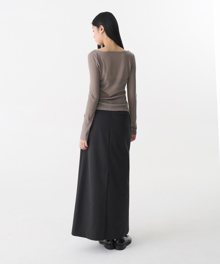 Musinsa Standard Woman Women'S Low-Waist Half-Pleated Maxi Skirt [Charcoal Gray]