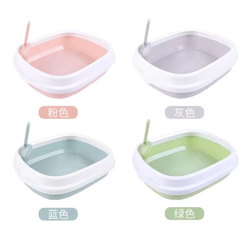 Pet Cat Cleaning Bath Basin Semi-Closed Cat Litter Box Anti Splash Toilet Sandbox Bedpans Cat Supplies For Daily Cat Toilet Use