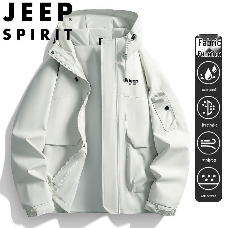 JEEP SPIRIT Men's Hooded Waterproof Breathable Outdoor Jacket