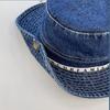 With Tie Belt Jeans Fisherman Hat Letter Sunscreen Hat Sweet Denim Bucket Hat  Travel