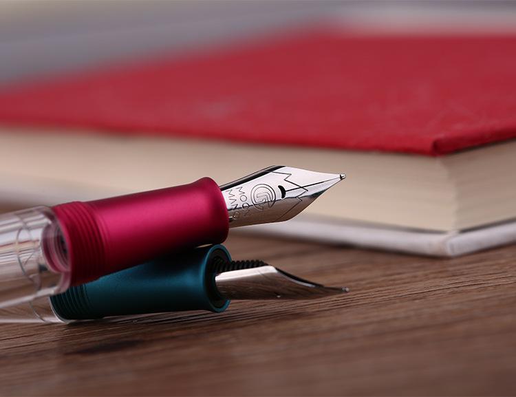 MOONMAN T1 Handmade Resin Fountain Pen, Large Capacity Piston Filler, Fine Nib with Aluminum Alloy Barrel