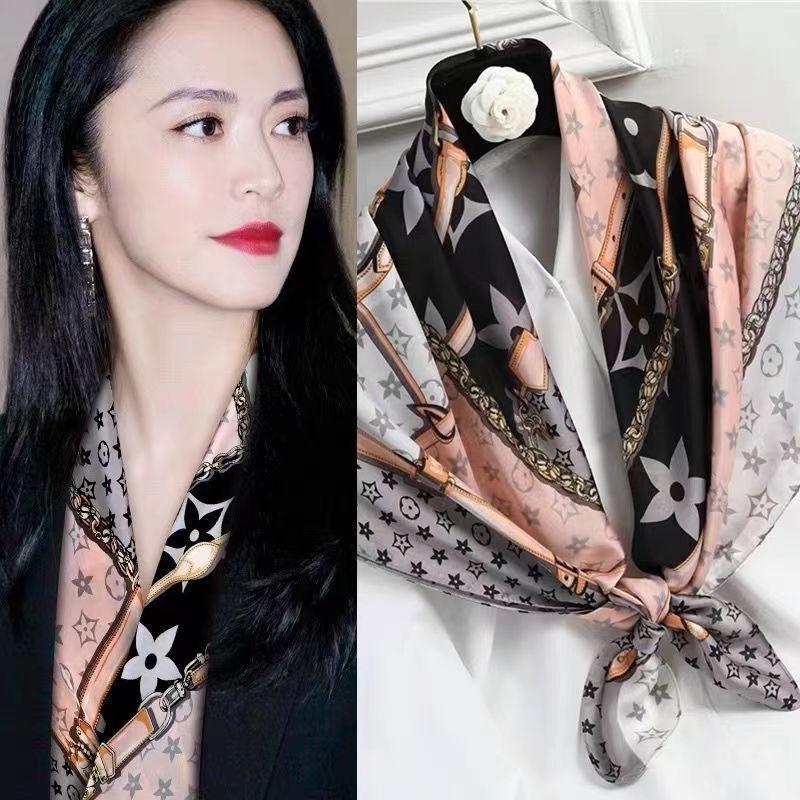 90 Square Scarves, Silk Scarves, Women's New Spring and Summer High-end Sense Versatile, Thin Scarves, Shawls Outside