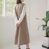 Autumn and Winter Woolen Coat for Women V-neck Solid Color Sleeveless Vest Dress Exterior Style