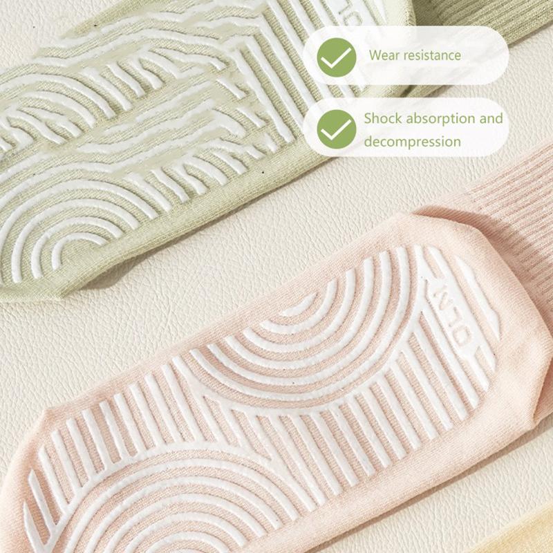 Cotton Mid-Calf Solid Color Silicone Non-Slip Sports Stockings Fitness Pilates Yoga Socks Women Dance Socks Floor Socks