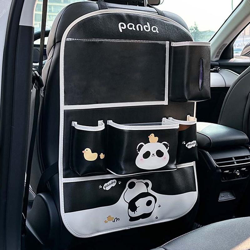 Car storage bag cute panda car hanging storage bag creative multi-functional wear-resistant anti-kick pad