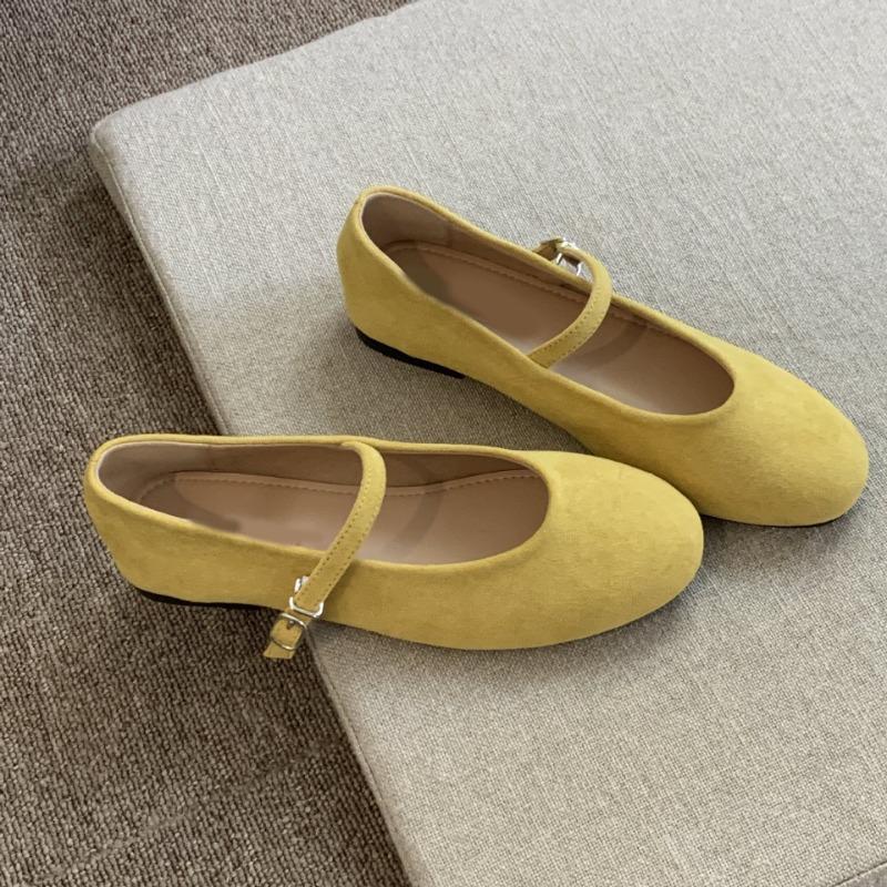 Fashion Comemore Spring New Women Flats Round Toe Shallow Slip On Ladies Casual Ballet Shoes Soft Suede Leather Eelgant Dress Shoes
