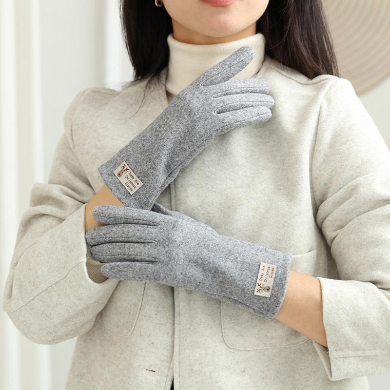 Autumn Winter Solid Simple Cute Lovely Women's Gloves Keep Warm Touch Screen Not Bloated Thin Windproof Cycling Drive