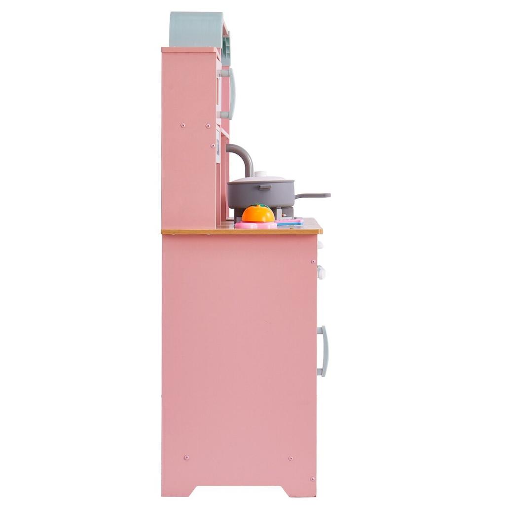 Kitchen Playset Kids Pretend Cooking Play Toy 24 Piece Accessories Pink