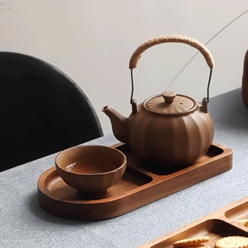 HeMu Solid Wood Three-grid Side Dish Sauce Dish Japanese Pickles Seasoning Dipping Sauce Dish Acacia Wood Partition Plate Dish
