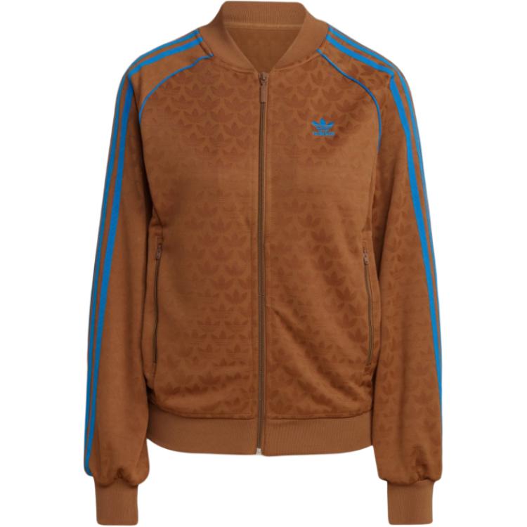 adidas Oryginalna kurtka baseballowa Adicolor z lat 70. w stylu vintage z paskami i logo Damska Odzież wierzchnia Brązowa IK7873