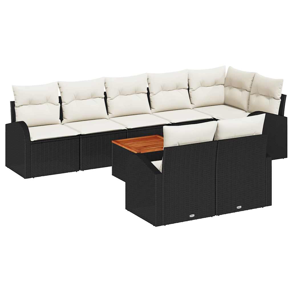 9 piece garden sofa set with cushions black poly rattan