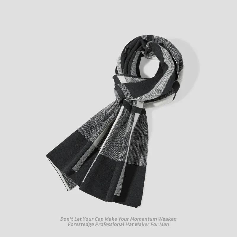 Fashion Classic Men Scarf Autumn Winter Trendy Brand Casual Versatile Thick Warm Muffler Male Chic Business Thermal Wrap Gent