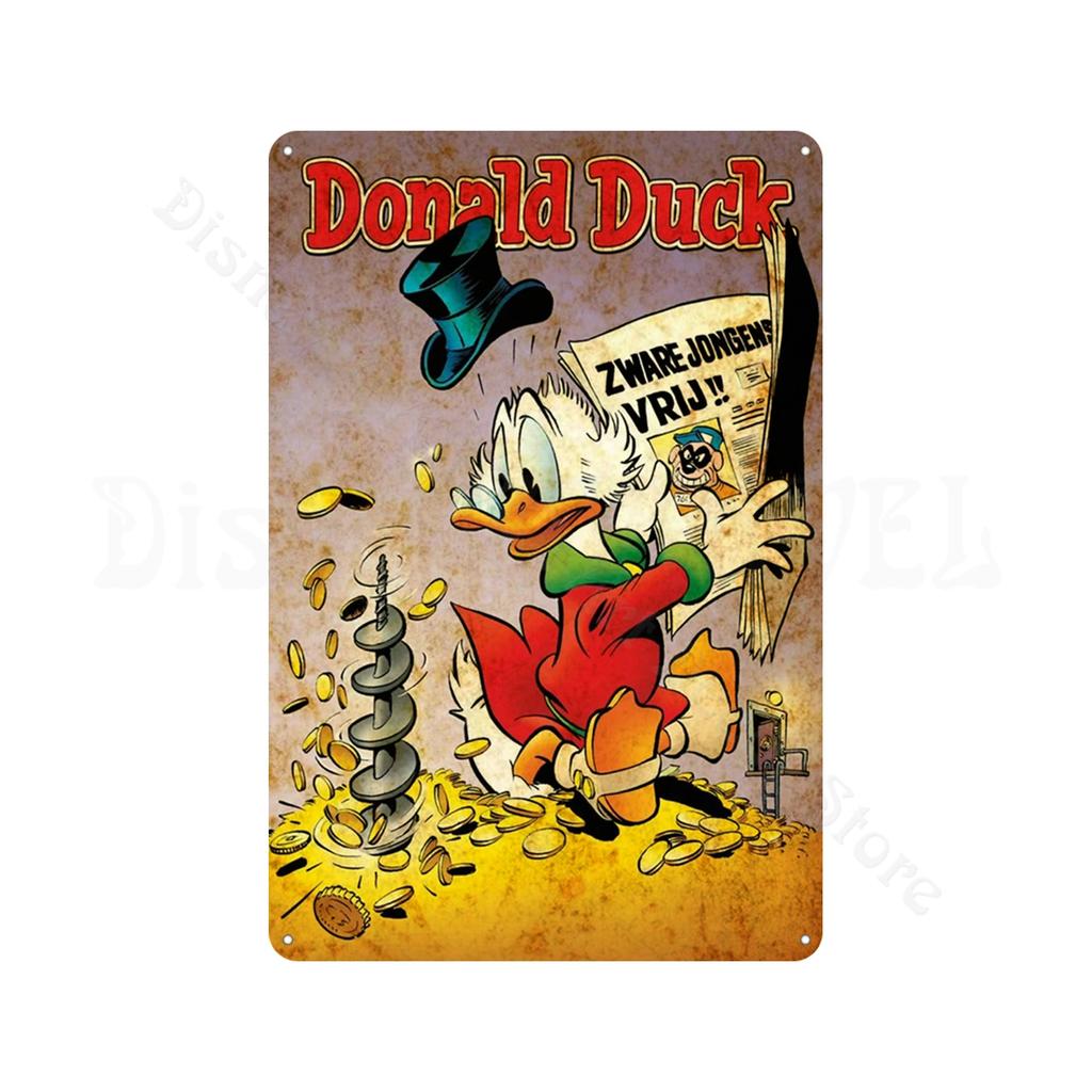 Retro Metal Tin Sign Donald Duck Tin Plaque Metal Poster Cartoon Tin Plate Metal Sign For Man Cave Club Decoration