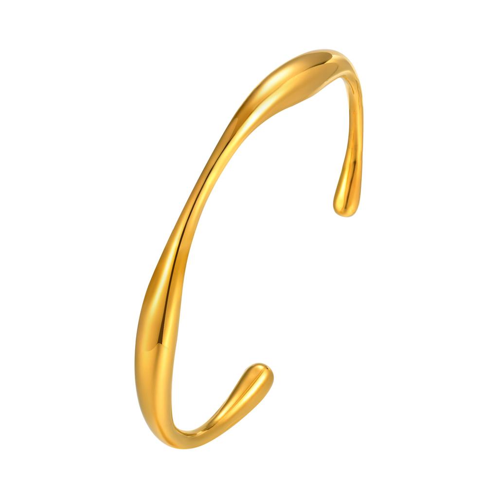 Bracelet jonc minimaliste à ouverture pour femme, Manchette en acier inoxydable pour poignet, Bracelets empilables, Bijoux lisses très polis