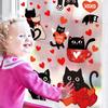Whaline 6 Sheets Valentine' s Day Window Clings Window Decal Black Cat Red Love Heart Reble Anti-Collision Windows Decor for Wedding Anniversary Home