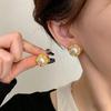 2Pcs Brides Wedding Designer Jewelry Gifts Retro Gold Color Geometry Trim Edge Imitation Pearl Piercing Stud Earrings For Women