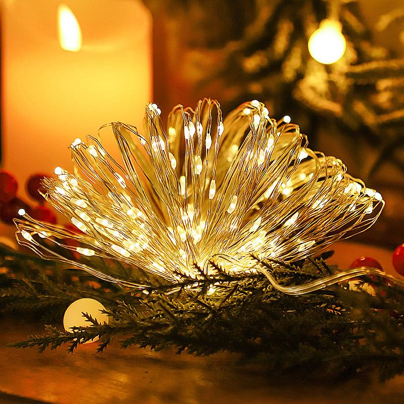 LED Solar Copper Wire Happy Birthday Decorative Outdoor Courtyard Lamp with 8 Functions