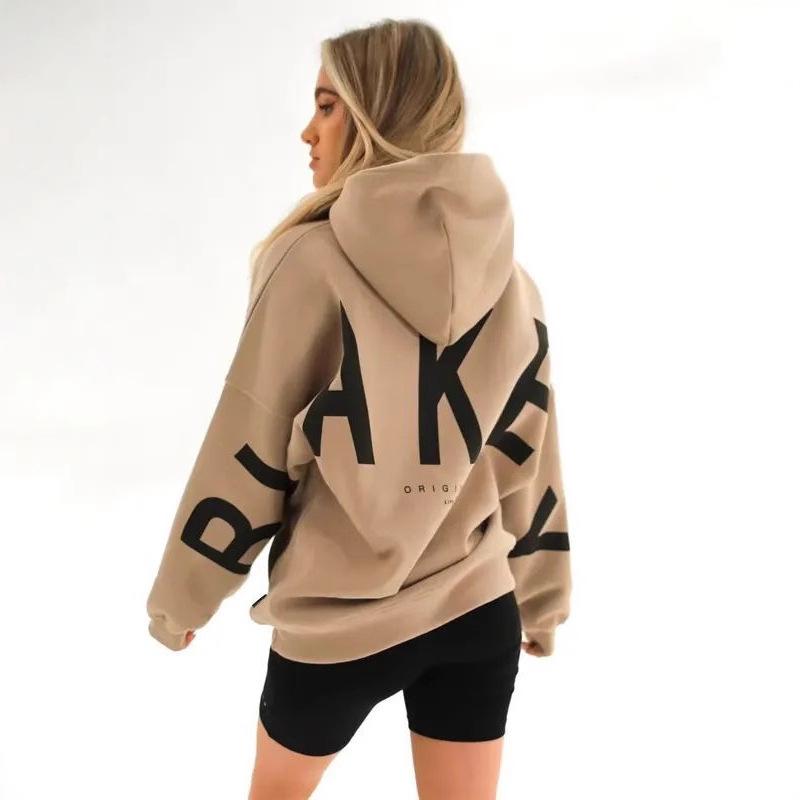 Dames Herfst Europese & Amerikaanse Stijl Briefprint Hoodie - Lange Mouw, Verdikt, Veelzijdig, Sportieve Pullover.