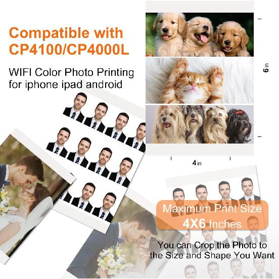 Compatible for M100/M200 4x6" Photo Printer 80 Sheets Photo Paper & 2 Ink Cartridges Refill,80 Sheets 4"X 6" Photo Paper Glossy and Two Ribbons for