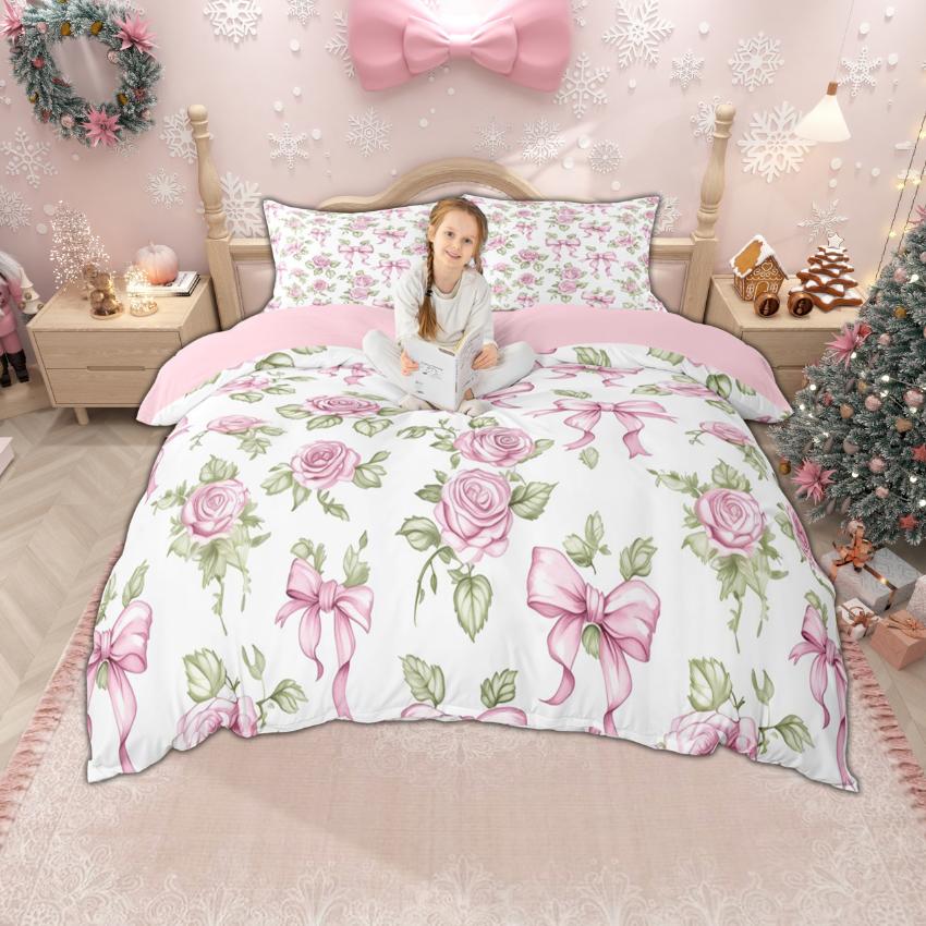 

Homewish Cute Floral Duvet Cover Set For Girls Groovy Flower Bedding Set Spring Garden Blossoms Bed Set EU Single(135*200cm)3pcs